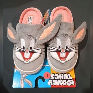 Women's Bugs Bunny Looney Tunes Indoor Outdoor Slippers Rubber Bottom Size 9/10